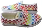 Vans Men's Classic Slip On Rainbow True White Checkerboard Shoes Size 11.5 NIB