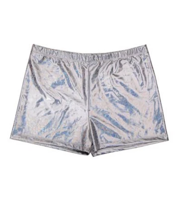 Unisex 80s Shiny Holographic Metallic Hot Pants Shorts Gay Pride Disco Festival
