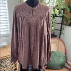 NWT Free People Can’t Stop Dreaming Mocha Mousse Button Up Patterned Tunic Top