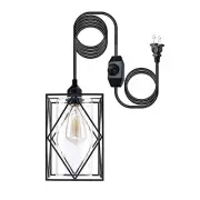 plug in pendant light with Dimmer Switch, Farmhouse Hanging Lights Clear Glass