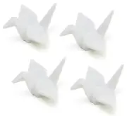 HSCRCRN4, Set of 4 White Porcelain Crane Rests Chopstick Rest Set