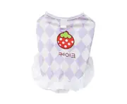 ishuif Dog Dress Round Neck Ruffled Hem Sleeveless Strawberry Printing Pet Puppy Dog Summer Pullover Skirt Daily Wear-Purple S