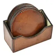 Leatherkart Genuine Leather Round Coasters-Tan