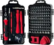 pernyee 115-in-1 Precision Screwdriver Kit, CR-V Steel Multifunctional Repair Tool Set for Phone, PC, Watch, Electronics, Toys, and Small Appliances with Magnetic Extensions & Pry Tools (Red)