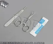 BACKHAUS TOWEL CLAMP 3.5"+SCALPEL HANDLE #3+5 SURGICAL BLADES #12