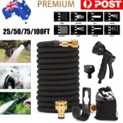 Garden Water Hose Flexible Expandable Pipe Car Wash W/ Spray Nozzle Gun 25-100FT