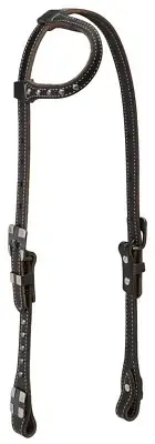 Western Black Leather Set of Headstall and Breast Collar with Spot and Conchos