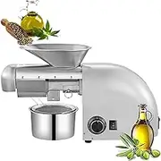 Automatic Cold/hot Oil Press Machine, Stainless Steel Commercial Oil Press, Efficient Heat Dissipation, Suitable for Peanuts, Hemp, Sesame, Almonds and Flax Seeds(Silver)