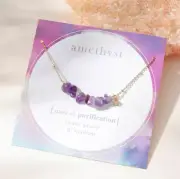 Amethyst Crystal Chip Gold Necklace