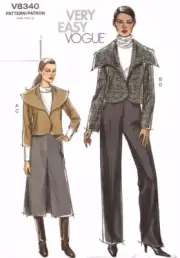 Vogue Designer Sewing Pattern Misses' Sexy Wide Collar Jacket Pants Skirt