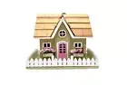 Wood Collectible Bird House Cottage White Picket Fence Window Flower Box Décor