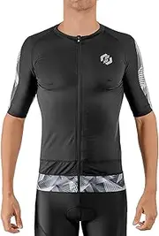 [SLS3] Triathlon Top Men's Aero Jersey Short Sleeve Aerodynamic Triathlon Shirt with Sleeves Cycling Jersey, Green Splash, XL