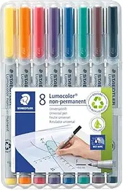 Staedtler Lumocolor Non-Permanent Pen with Fine Tip, Assorted (Pack of 8)