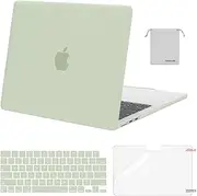 [MOSISO] Compatible with MacBook Air 13 inch Case 2025-2022 M4 A3240 M3 A3113 M2 A2681 Touch ID,Plastic Case&Keyboard Cover&Screen Film&Pouch Compatible with MacBook Air 13.6 inch Case, Sage Green