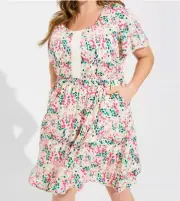 Torrid Mini Swiss Dot Tunic Center Pleat Dress Multi Plus size 2