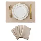 Burlap Linen Placemats Set of 6 Plate Mats Heat Resistant Dining Table Cloth ...