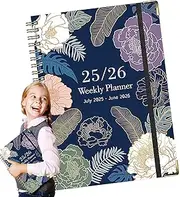Ringed Notebook, Coil Notebook, A5 Thick Diary, Floral Design, English Notepad July 2025–June 2026, For Sketching Bullet Journaling Note-Taking College, 8.54x6.22x0.59in, A5 Multi 1 Piece