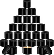 [AOSWELE] 24 PCS Candle Tins 8 OZ Bulk, Matte Black Candle Tins with Lids, Premium Empty Candle Jars, Small Container Tin Can for Candle Making, Sleek Candle Vessel DIY Candle Making Supplies Kit