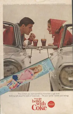 ///李仔糖文獻史料*1965年英文雜誌-可口可樂廣告頁共1張(s6810-4)