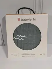 Babyletto Muslin Mini Crib Sheet 100% Organic Cotton Ocean Waves Sage NIB