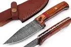 Fixed Blade Knife Custom Handmade Damascus Sharp Knives Hunting With Sheath AU