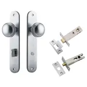 Paddington Knob Oval Backplate Privacy Kit w Privacy Turn Brushed Chrome