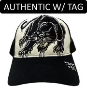Ed Hardy Trucker Hat Rhinestone Tattoo Panther Off White/Black Snapback Cap