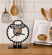 Sheep Desk Clock - Stand Clock. Black Faced Sheep.