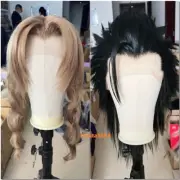 Handmade Final Fantasy 7 Aerith&Zack Fair Cosplay Wig Unsex Long Hair Show Prop