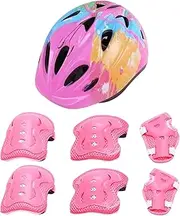 Kids Helmet Set - Helmet Wrist Guards Knee Elbow Protector Pads for Kids Skate - Shock-Resistant Protective Equipment for Riding Biking Scooters Roller Skates