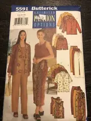 Butterick Pattern 5591 Misses’/Misses’ Petite Shirt Top Skirt Shorts Pants 14-18