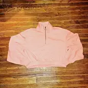 Abound Pullover Coral Camelia Women Crop Size Small 1/2 Zip