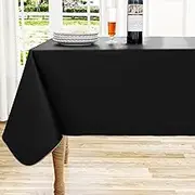 homing Rectangle Vinyl Tablecloth, Waterproof Spillproof Plastic Flannel Backed Table Cloth, Wipe Clean Table Cover for Dining, Buffet Parties and Camping (Black, 54" x 108")