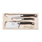 Jean Neron Laguiole 3pc. Cheese Knife, Pate Knife And Cleaver Set - Black Horn