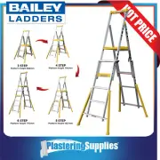 Bailey Platform Ladder Adjustable 3-6 Step 170kg Aluminium Stepladder FS13999