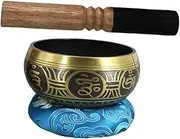 ULDIGI 3pcs Set Meditation Bowl Set with Wooden Mallet and Cushion Portable and Durable Buddhist Bowls for Relaxation and Mindfulness Practice for and Travel Random Color