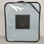 NIB Vince Camuto Queen Plush Blanket 90" X 90" Light Blue Soft Cozy Velour