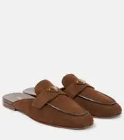 [Prada] Prada Logo suede mules AU 6.5 brown