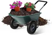 IDZO 2 Wheel Wheelbarrow, 330 Pounds Capacity Yard Cart with Padded Handlebar, 14 Inch Pneumatic Tires for High Stability, Ideal for Moving Soil, Plant Shrub, Gardening Tool, Easy Assembly