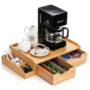 Bamboo Drawer Organizer for Coffee Pod, K Cup Organizer for Counter, Tea Bag