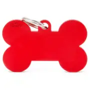 My Family Basic Bone Pet Tag Red Extra Large | For Dogs/Cats