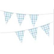 Pastel Blue Gingham Paper Flag Bunting