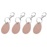 4pcs PU Leather Key Fob Car Keychain Key Holder with Key Ring, Pink