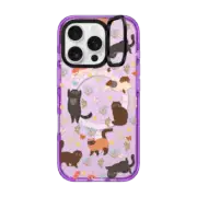 iPhone 16 Pro Impact Ring Stand Case MagSafe Compatible Playful Cats in the Garden