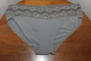 NATORI BLISS PERFECTION V-KINI FLORAL LACE TRIM COLOR ANCHOR / MARBLE ONE SIZE