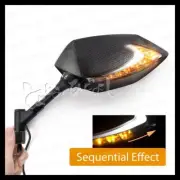 Pair carbon look sequential LED mirrors Lucifer fit for BMW M10 1.5p mirror bolt