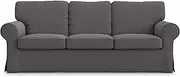 Cotton Ektorp 3 Seat Sofa Cover Slipcover Replacement Made for The IKEA Ektorp 3 Seat Sofa Cover(Cotton Dark Grey)-Does NOT fit Ektorp 3.5-seat Sofa