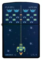 GENUINE ZIPPO LIGHTER NAVY MATTE SPACE INVADERS (91114) GIFT BOX