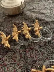 NAPKIN Rings Holders -Fabrique A Taiwan -Unique Glodish/Clear Glass 7