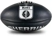 Sherrin Carlton Blues AFL Club Leather Football, Black, Size 5